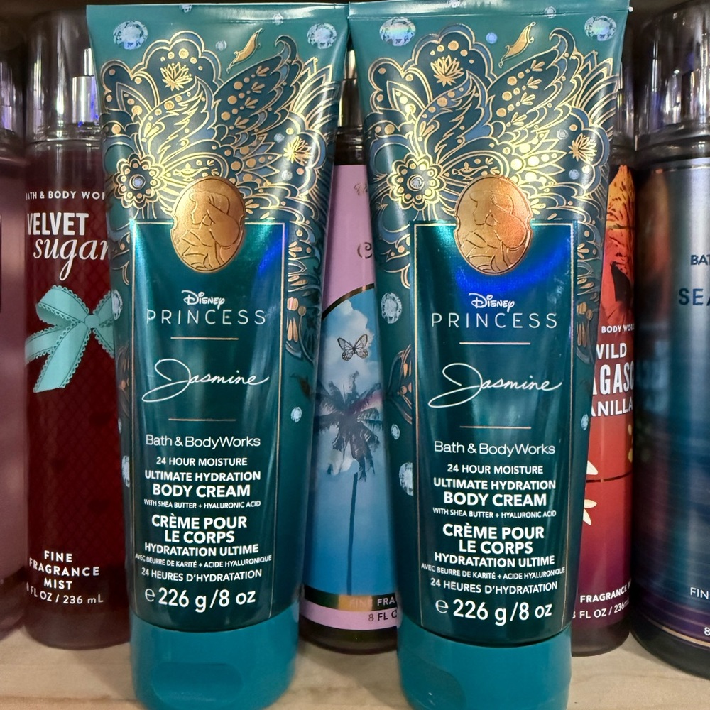 2 bbw Disney Princess Jasmine Hydrating Body Cream - Teal and Gold